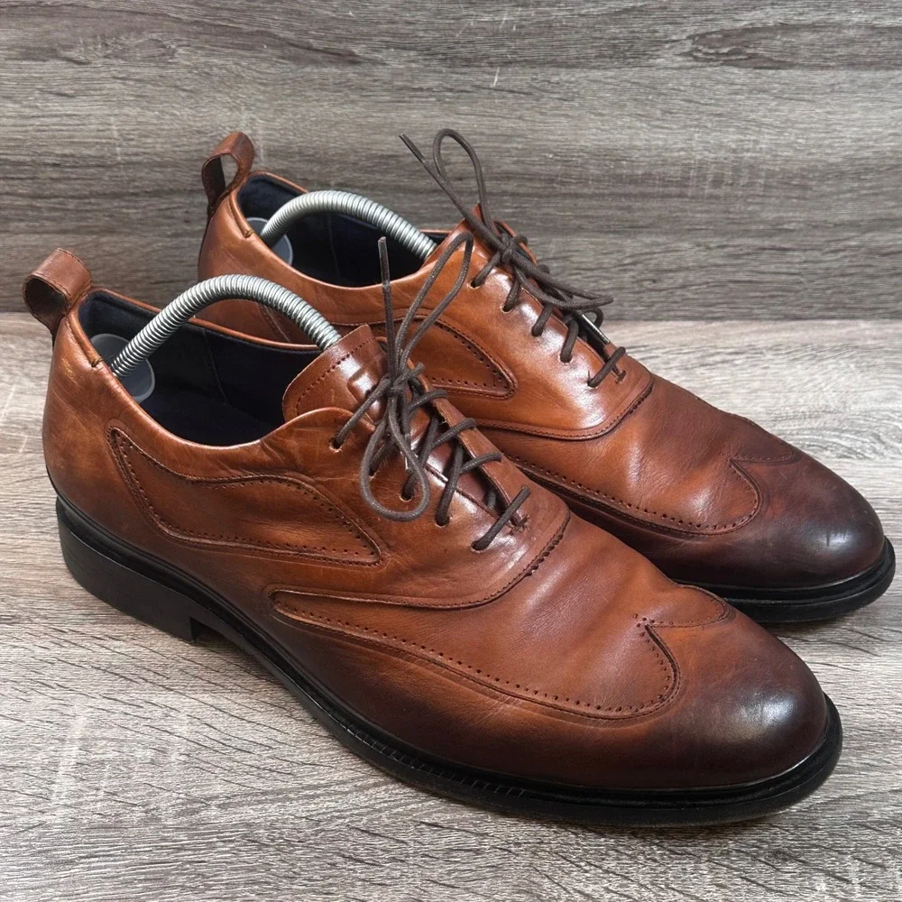 Cole Haan Grand 360 Wingtip Oxford Dress Shoes Mens 12 M British Tan Leather
